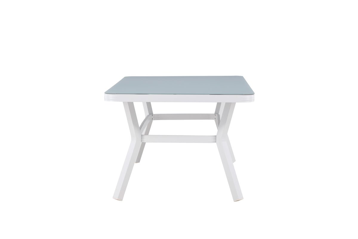 Tuin tafel Amaré - een combinatie van mat glasplaat en aluminium frame