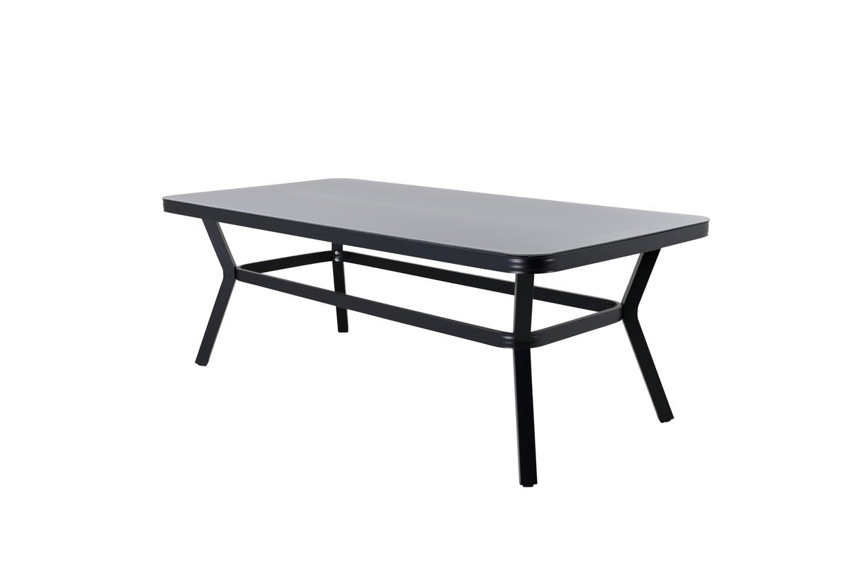 Tuin tafel Amaré - een combinatie van mat glasplaat en aluminium frame