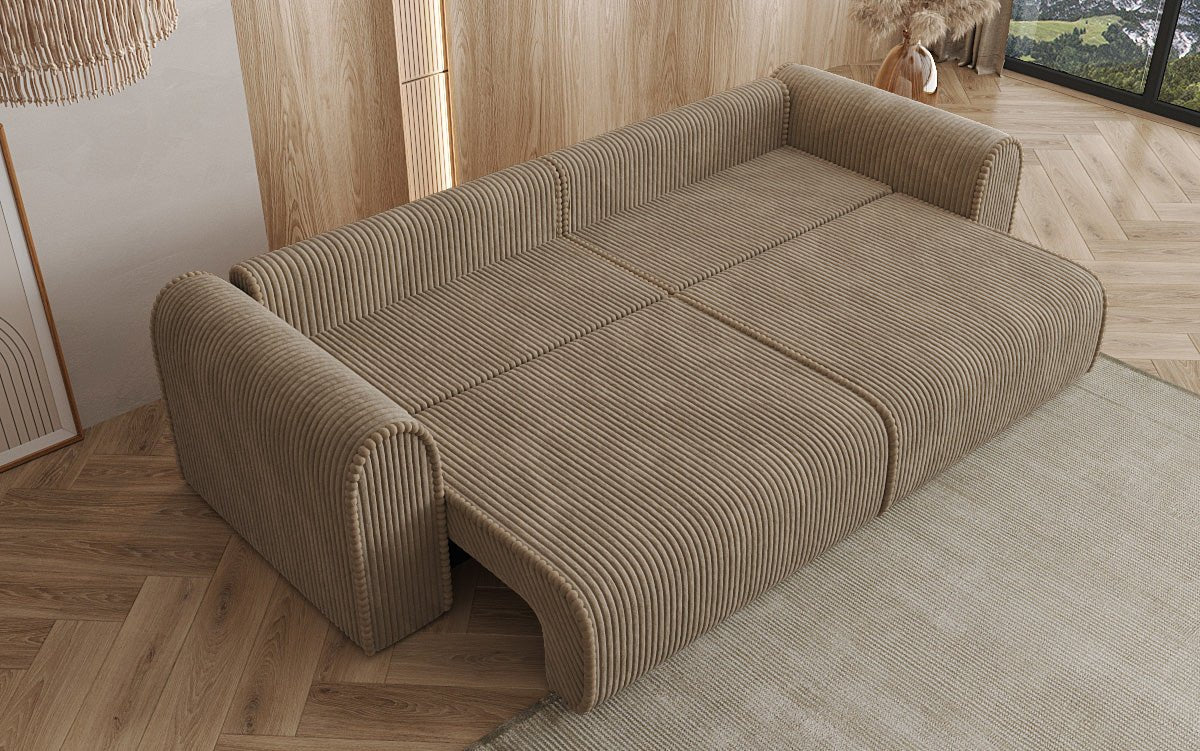Designerbank Big Buddy 3-zits met slaapfunctie en opbergruimte in breed ribfluweel