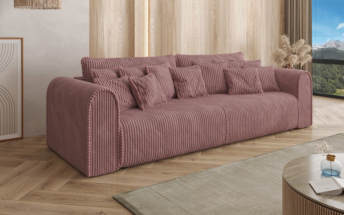 Designerbank Big Buddy 3-zits met slaapfunctie en opbergruimte in breed ribfluweel