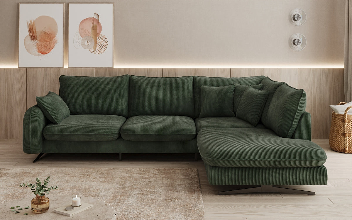 Designhoekbank Laguna met metalen poten in Ribstof