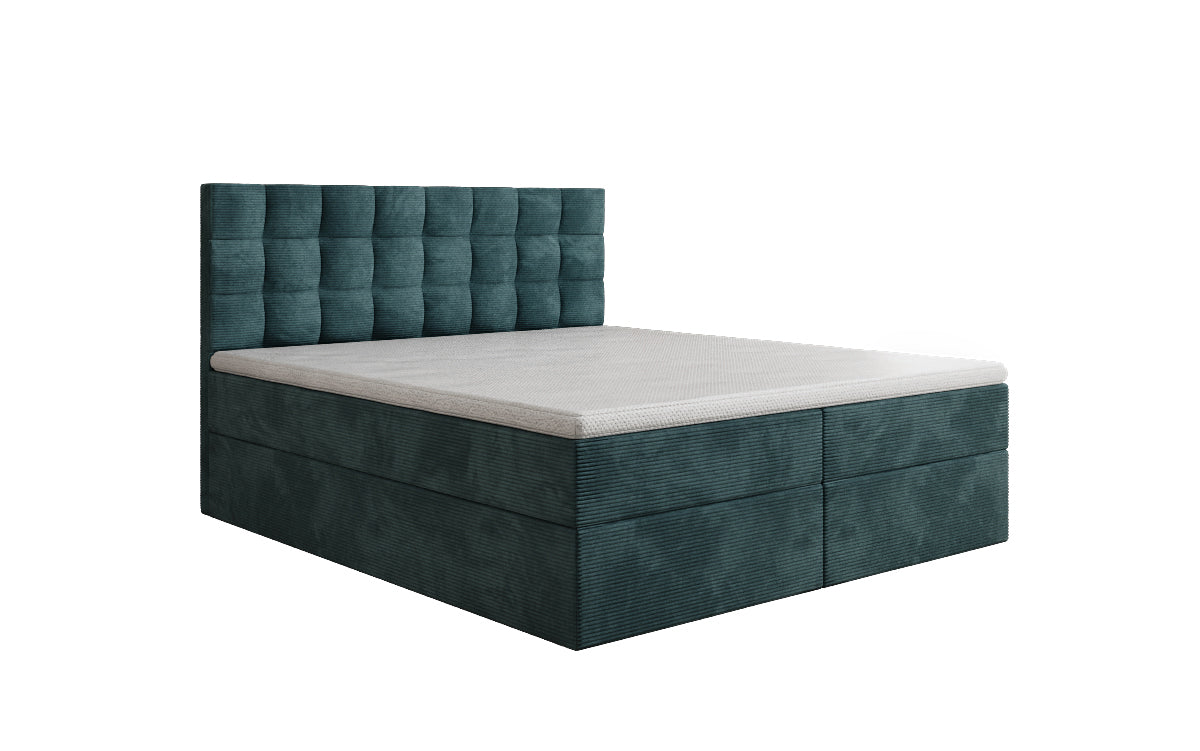 Boxspringbed Como in Ribstof met opbergruimte