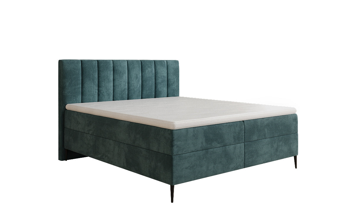 Boxspringbed Lucca in Ribstof met opbergruimte en poten