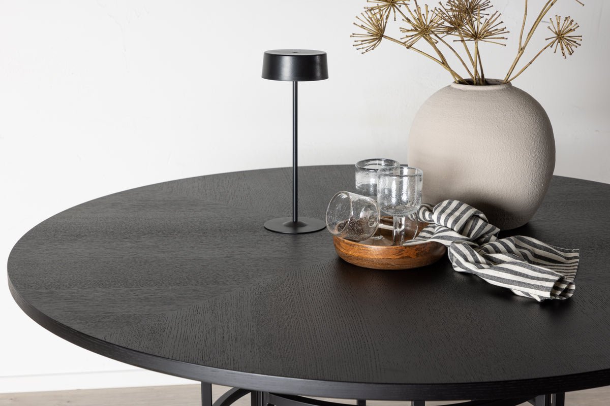 Eettafel Trondheim - ronde eettafel in Zwart met stalen poten