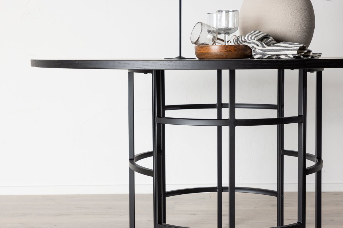 Eettafel Trondheim - ronde eettafel in Zwart met stalen poten