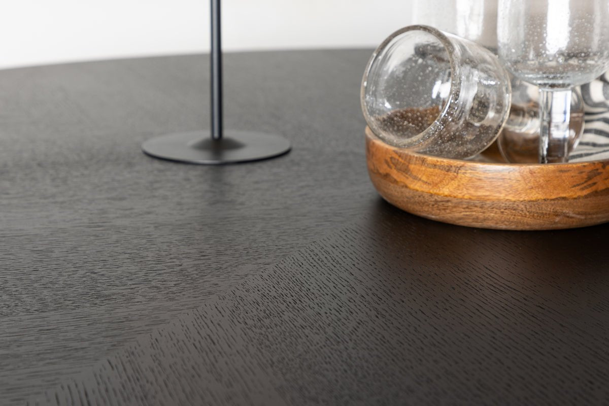 Eettafel Trondheim - ronde eettafel in Zwart met stalen poten