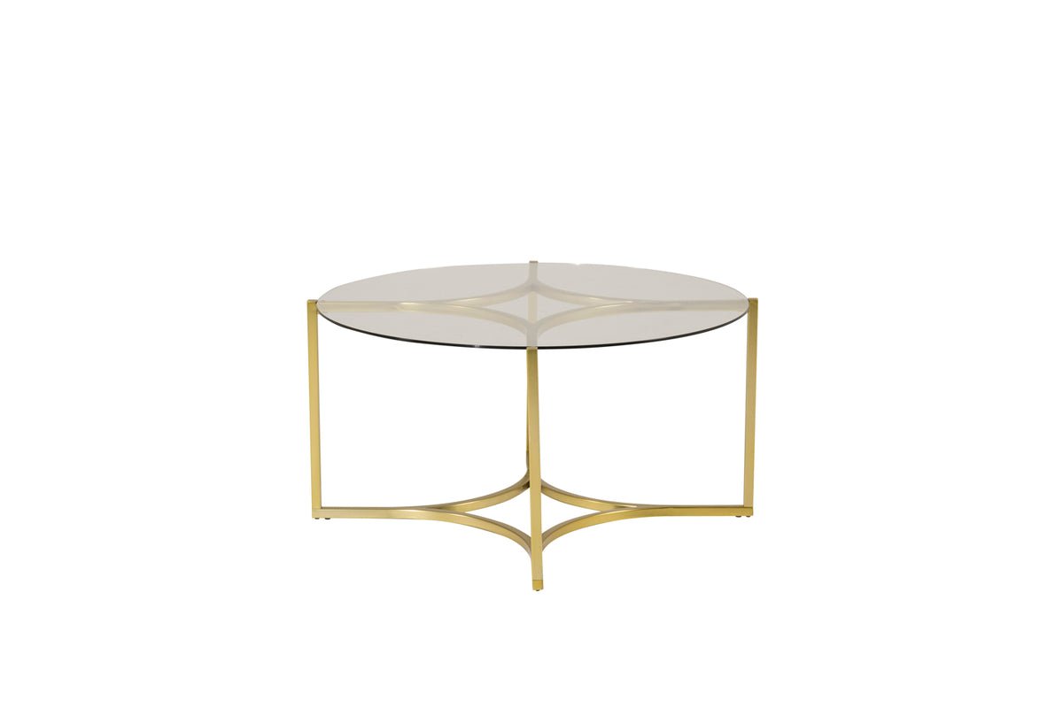 Salontafel Goldi - met ronde glazen plaat