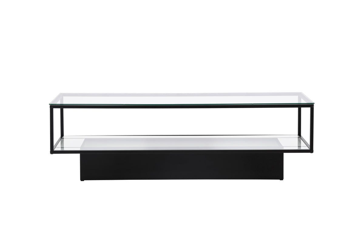 Salontafel Lanera - met glasoppervlakken en stalen corpus