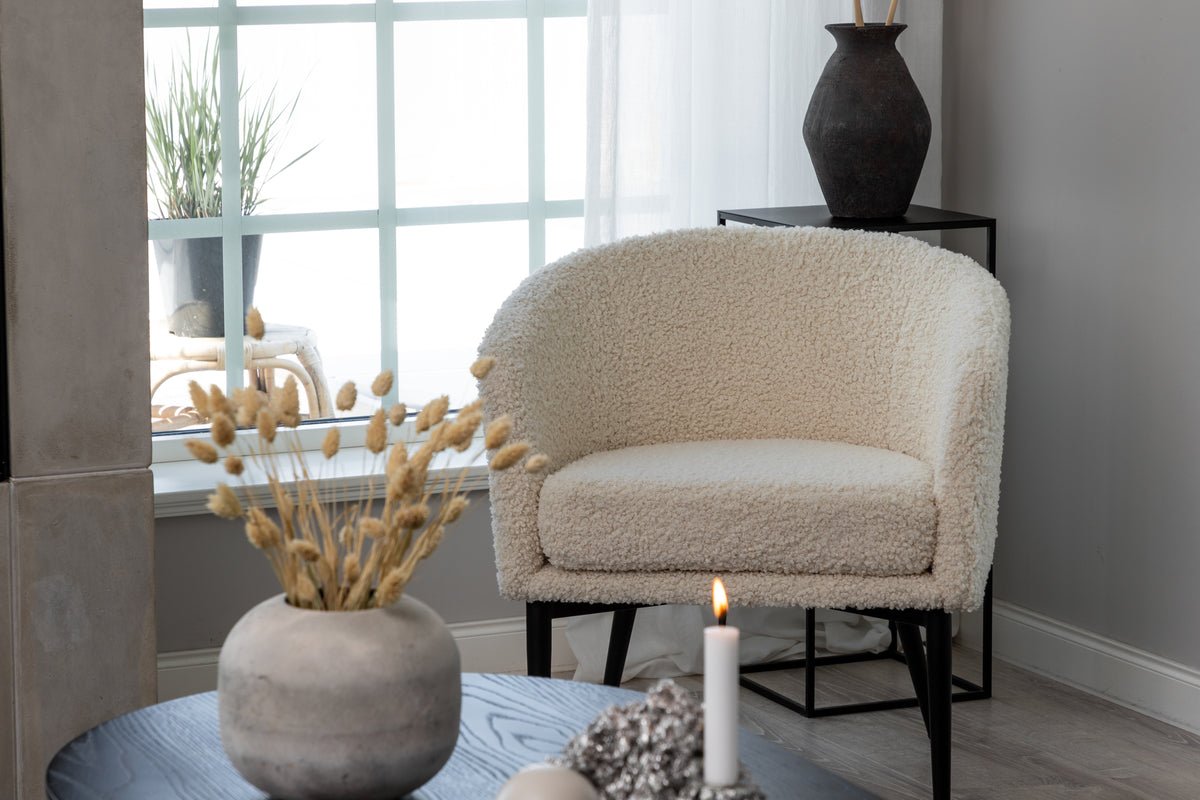 Fauteuil Comfy - met teddyvelours in keuze uit Zwart of Wit