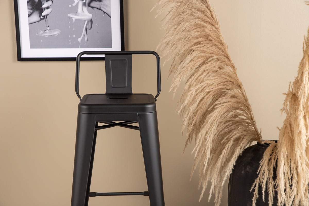 4-delige set - Barkruk Tamo - Robuust van staal in Zwart