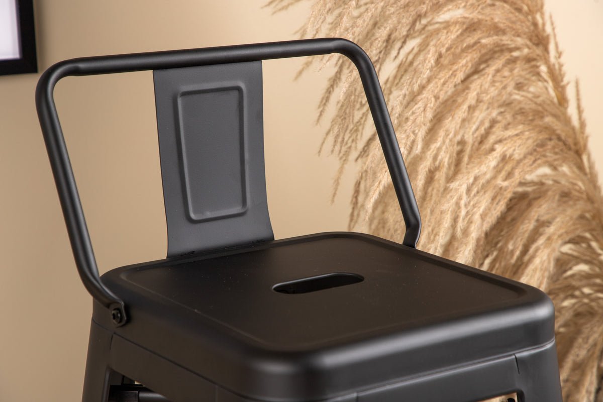 4-delige set - Barkruk Tamo - Robuust van staal in Zwart