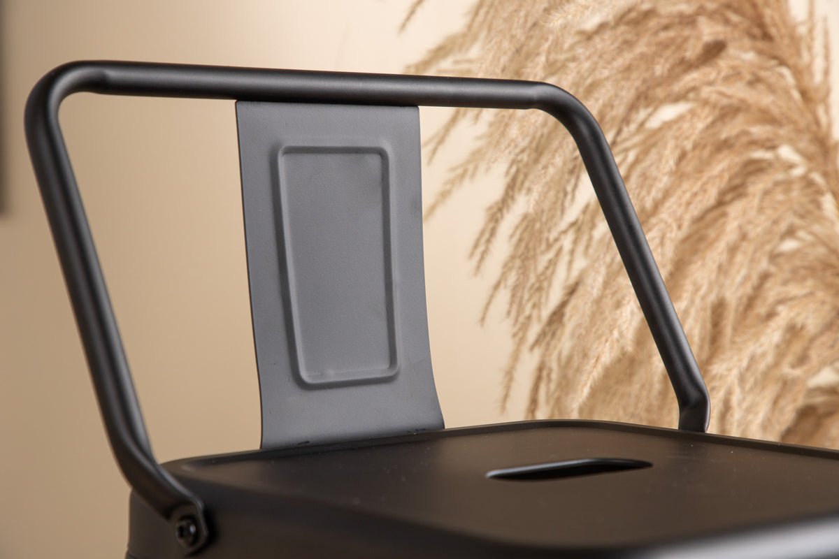 4-delige set - Barkruk Tamo - Robuust van staal in Zwart