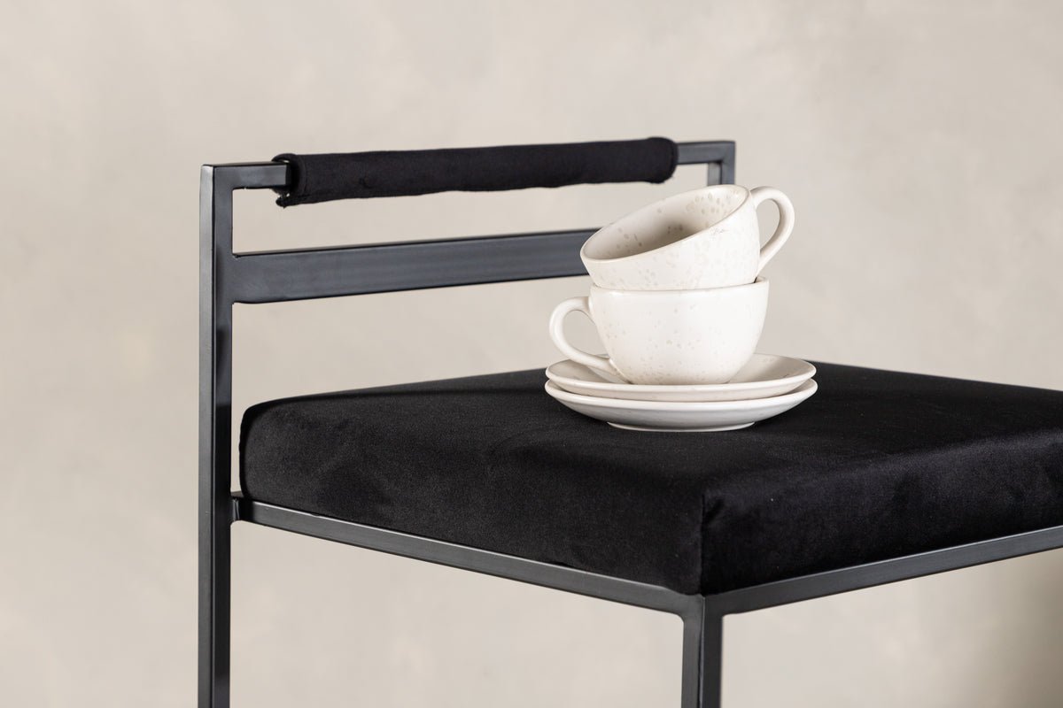 2-delige set - Barkruk Ophelia met zwarte fluweel