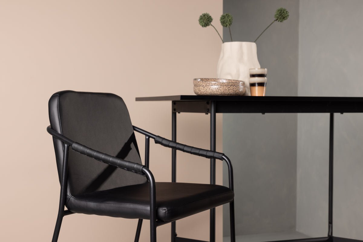 2-delige set - barkruk Vita van zwart PU met stalen frame