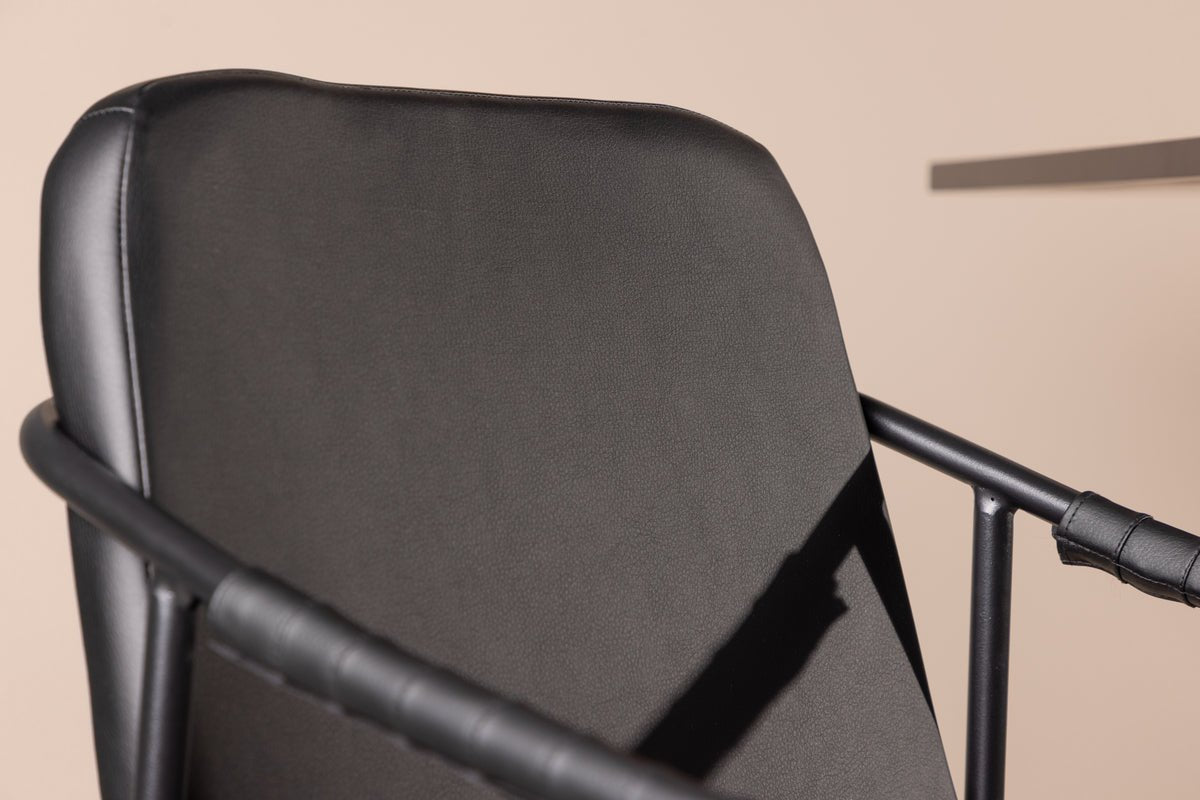 2-delige set - barkruk Vita van zwart PU met stalen frame