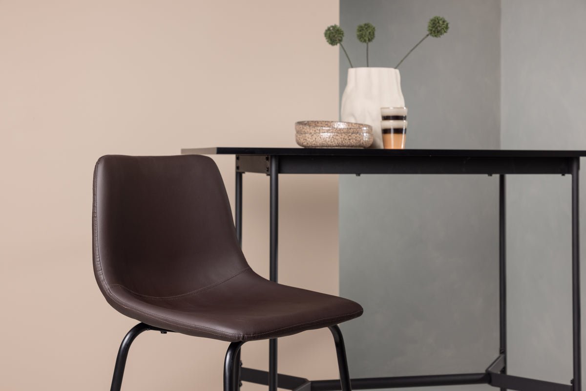 2-delige set - barkruk Sarah matzwart met bruine zitting van PU