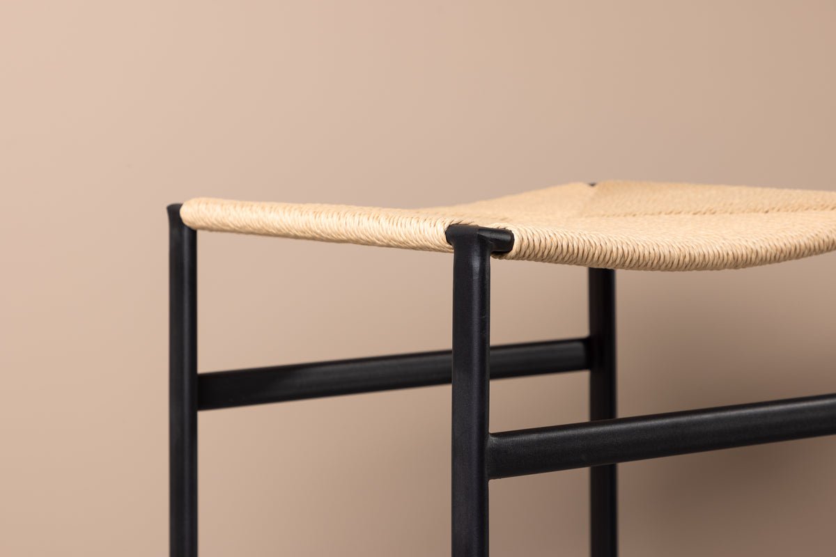 2-delige set - Barkruk Simon een combinatie van staal en touwweefsel