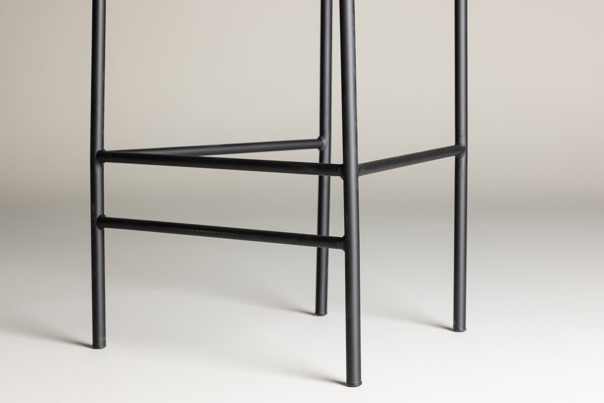 2-delige set - barkruk Leyla zwart gecoat met bruine zitting