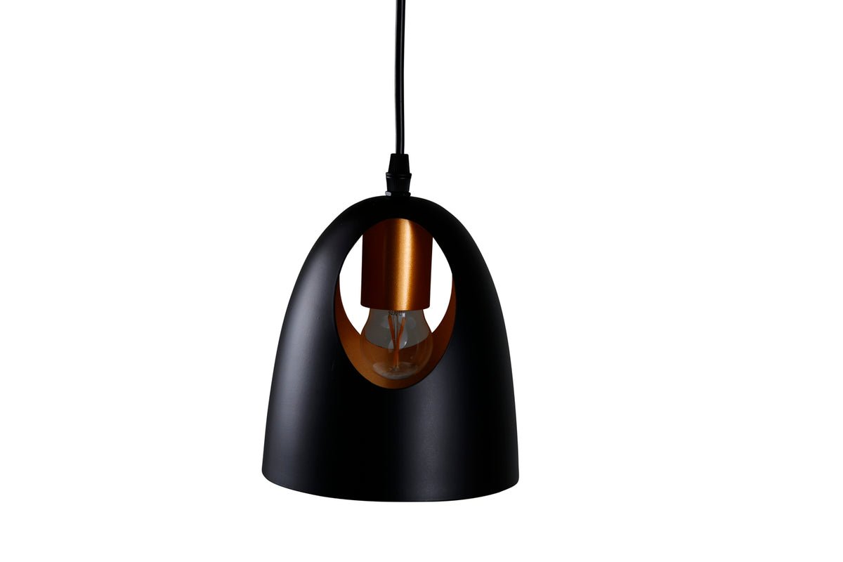 Hanglamp "Black Beauty" – Met elegant koperkleurig binnenontwerp