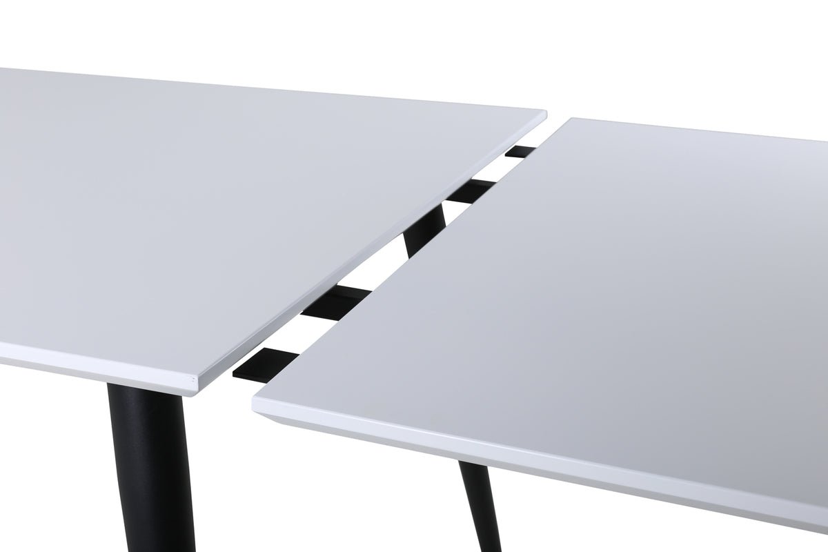 Eettafel Nepal - rechthoekige eettafel met stalen poten en wit tafelblad