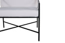 Designerfauteuil Lundra – gestoffeerde stoel in offwhite met zwart metalen frame