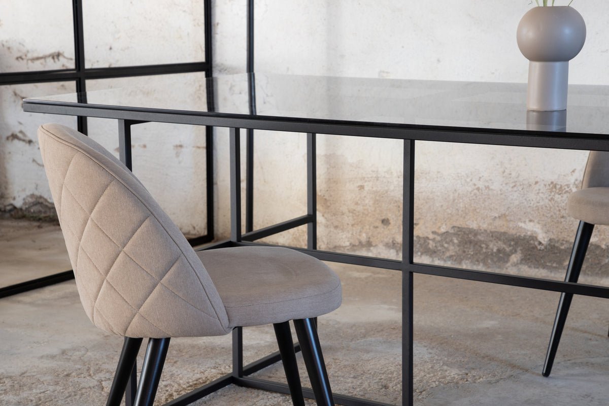 Eettafel Life - rechthoekige eettafel in Zwart van staal en glas