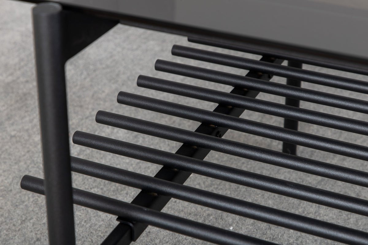 Salontafel Staffan - in zwart met glazen blad