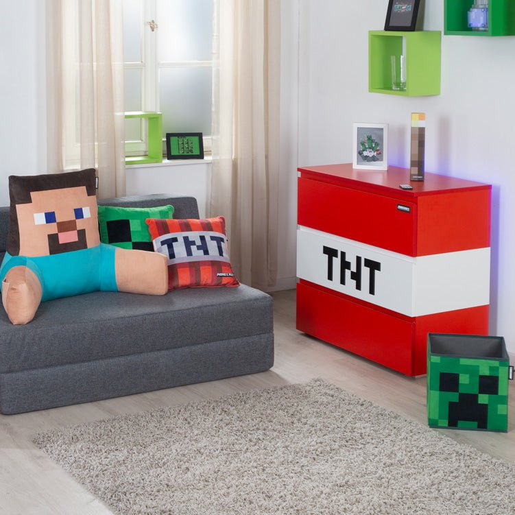 Minecraft lees kussen „Steve“ – relaxkussen met rug- en armsteun