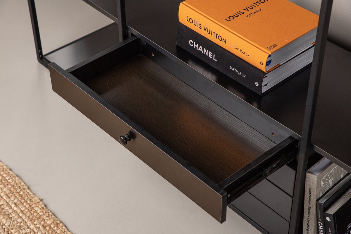 Regal Ravello – 150 cm, Zwart, Modern Industrieel Skandi