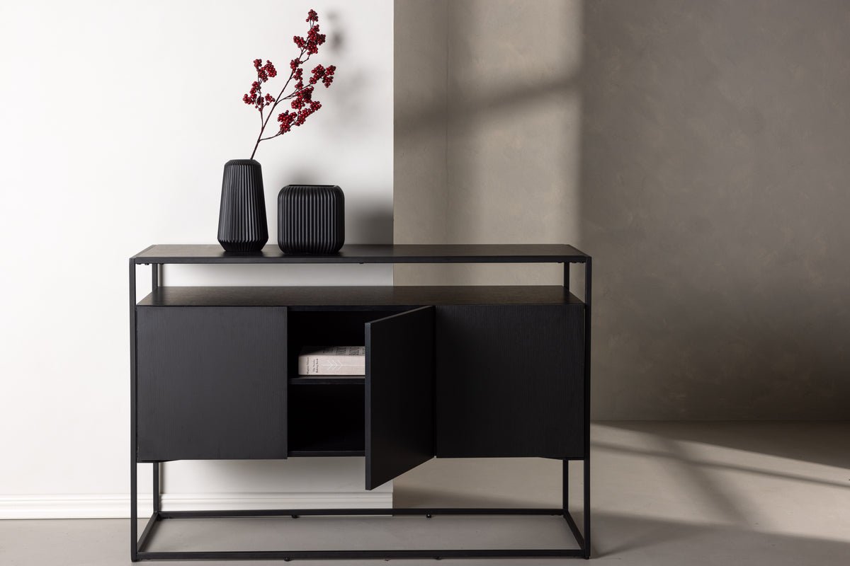 Kommode Merivo – Zwart, Industrieel Chic met open frame