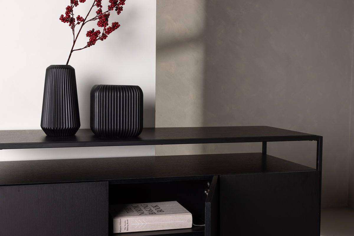 Kommode Merivo – Zwart, Industrieel Chic met open frame