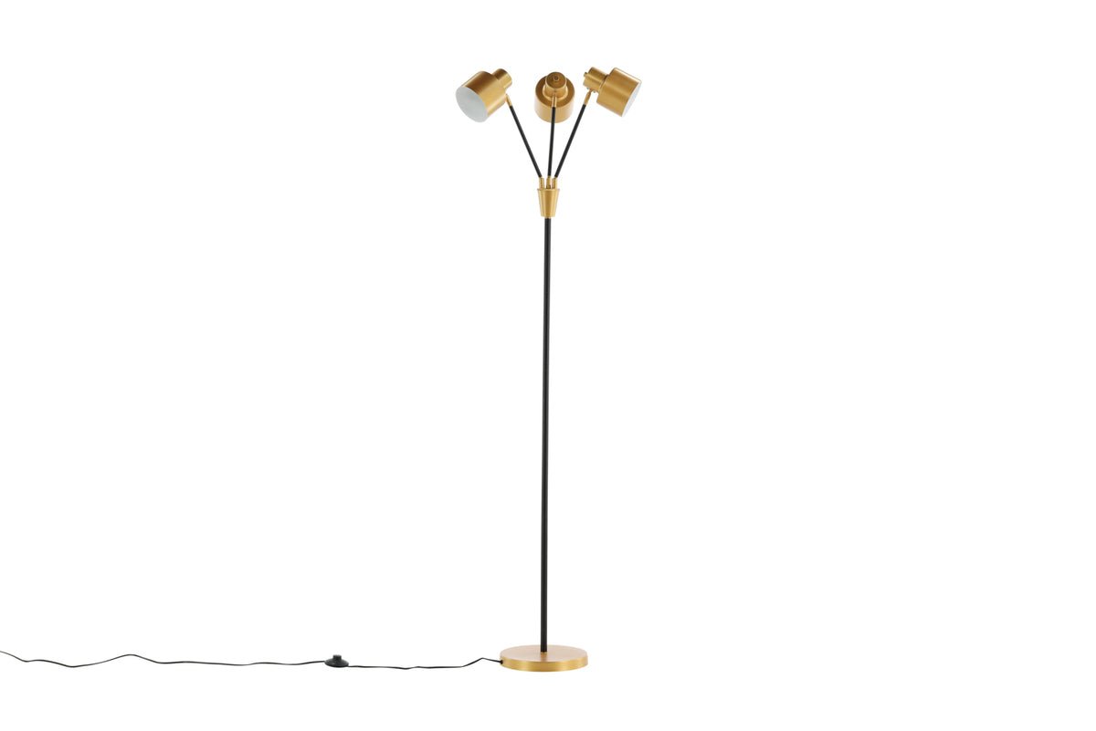 Staande lamp „Flora“ – 3-lichts schoonheid in messing/Zwart