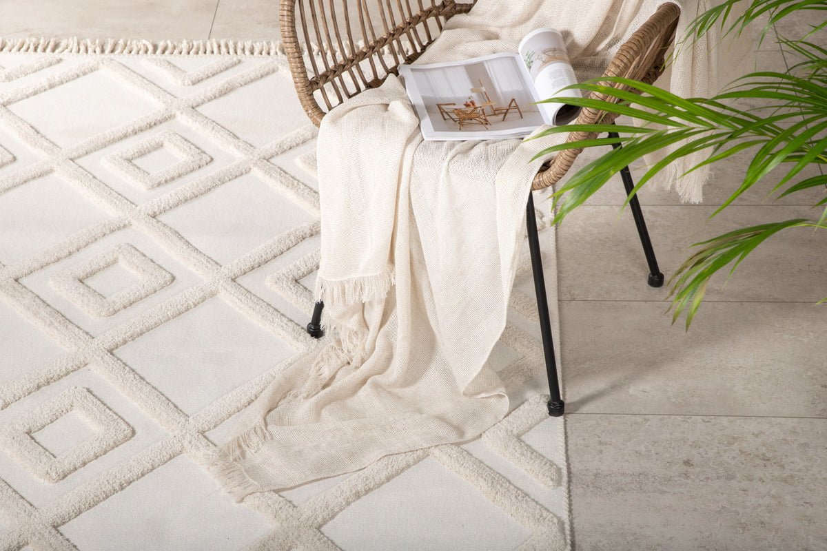 Vloerkleed Neray – met franjes van polyester