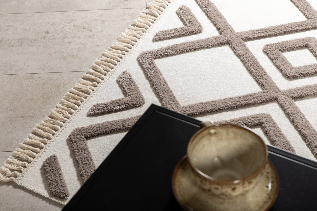 Vloerkleed Neray – met franjes van polyester
