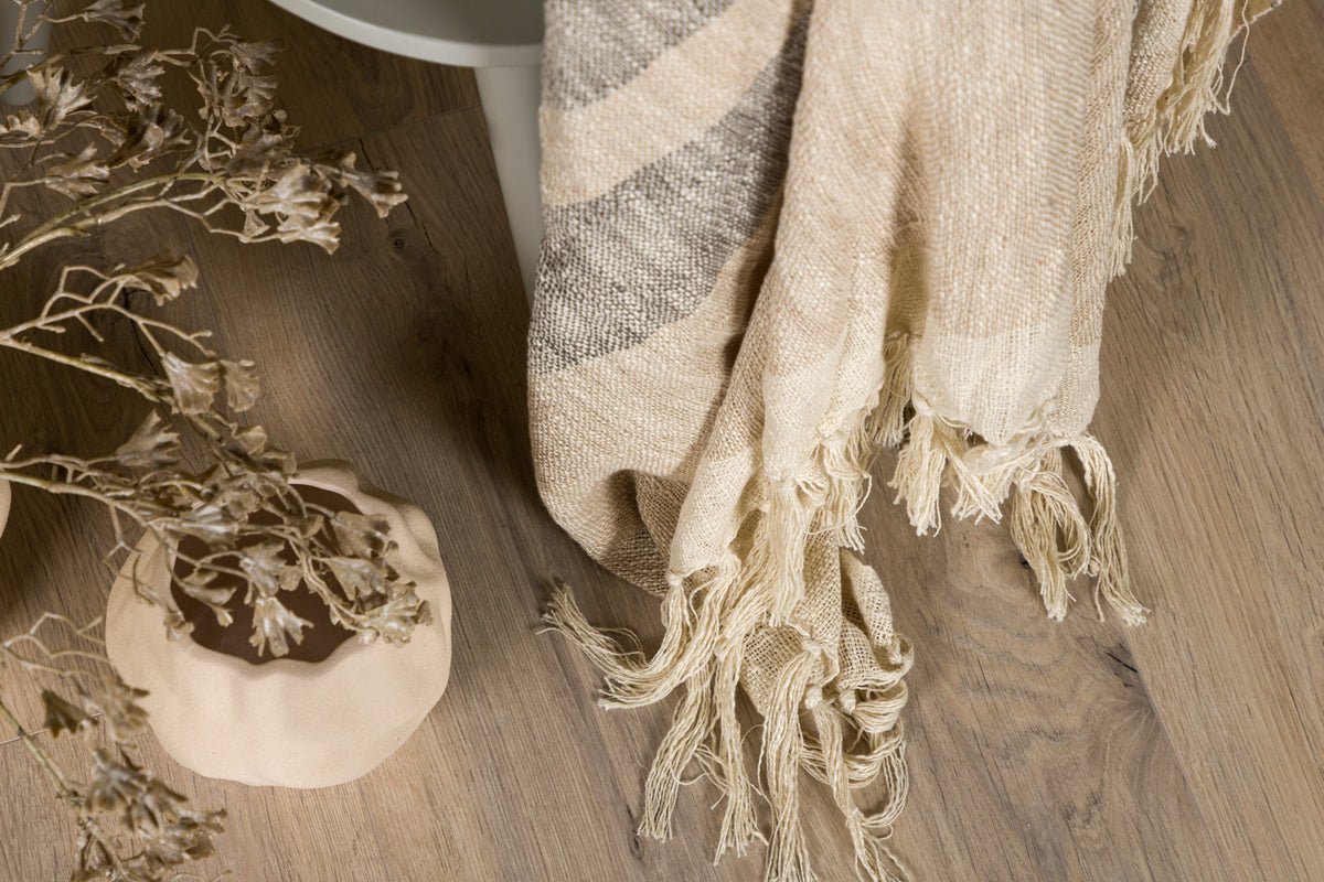 Tagesdecke Lunara – 170×130 cm met franjes & structuur-weefontwerp