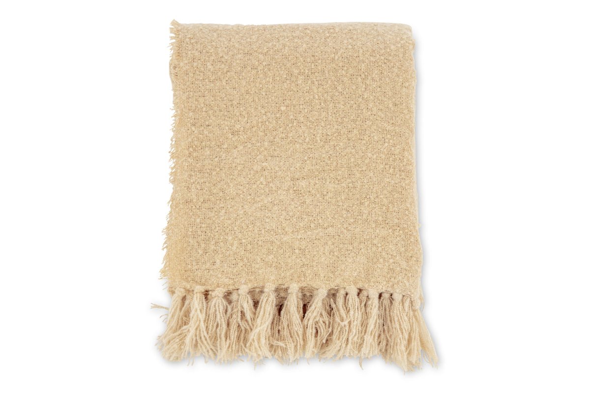 Tagesdecke „Stanley Zand“ – 170×130 cm met structuur & franjes