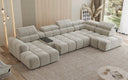 Designersofa woonlandschap Mia met elektrische zitverlenging in Chenille