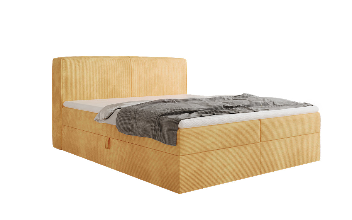Boxspringbed Marea in Ribstof met opbergruimte