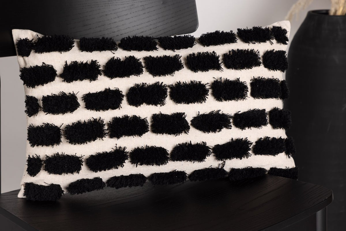 Kussenhoes Luca - 50x30 cm met wit-zwart patroon