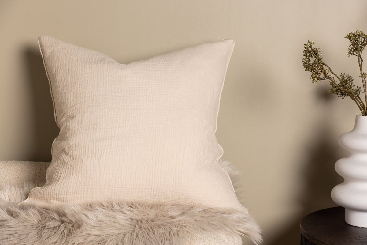 Kussenhoes Moments - 60x60 cm in Beige en Grijs uit 100% katoen