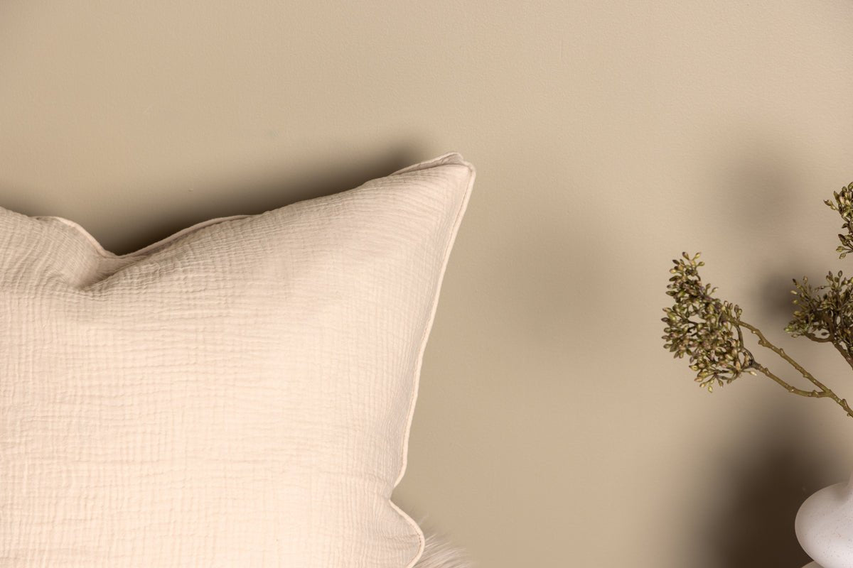 Kussenhoes Moments - 60x60 cm in Beige en Grijs uit 100% katoen