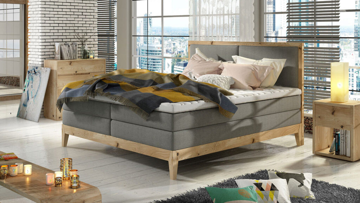 Design Boxspringbed/houten bed Ida van massief Eiken