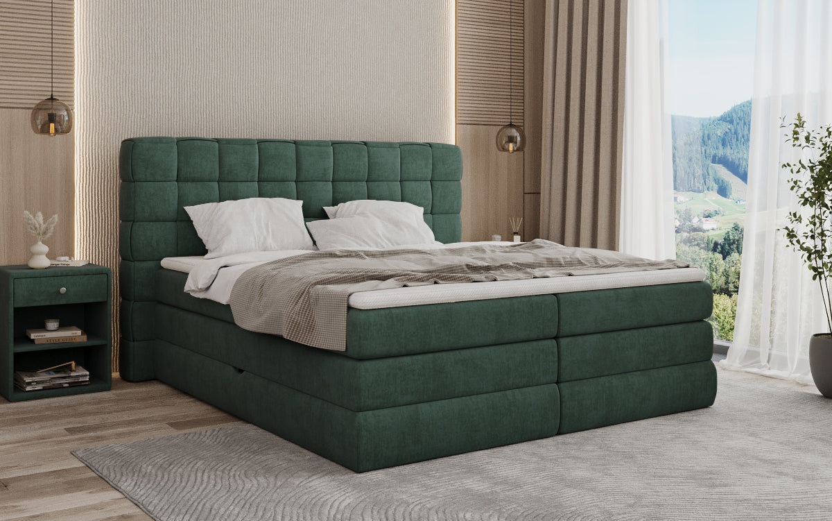Boxspringbed Trama met opbergruimte in Fluweel
