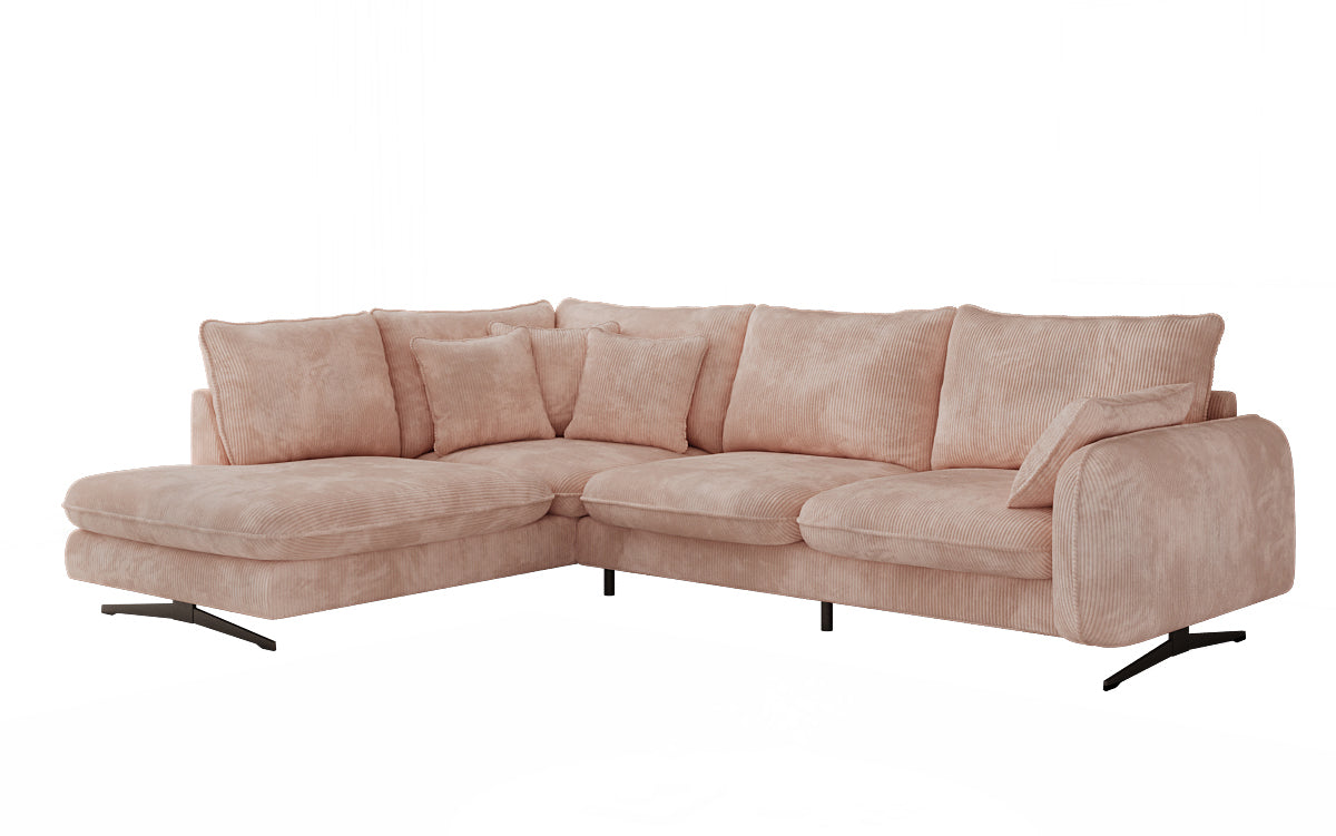Designhoekbank Laguna met metalen poten in Ribstof