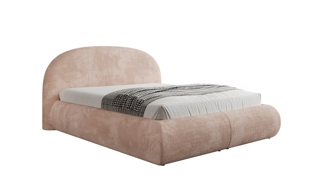 Design gestoffeerd bed Loop in Ribstof met opbergruimte