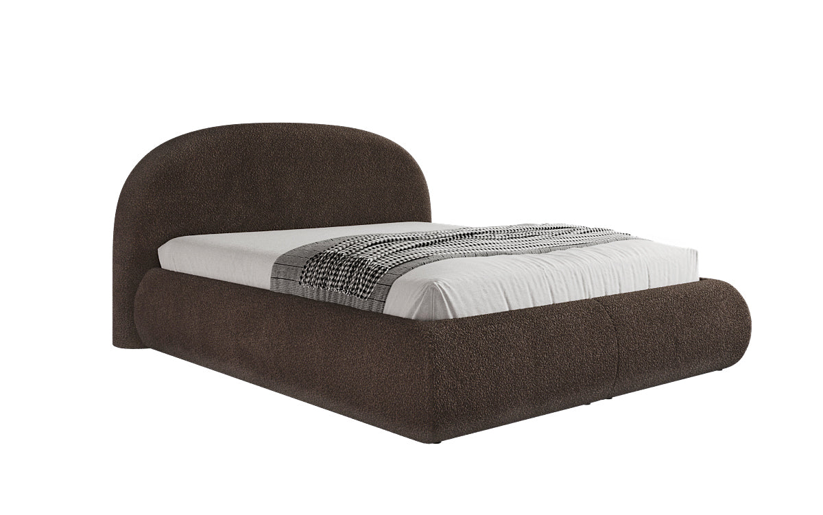 Designer gestoffeerd bed Loop in Teddystof Bouclé met opbergruimte