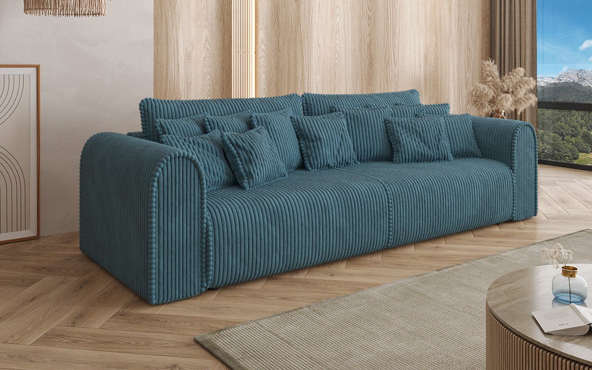 Designerbank Big Buddy 3-zits met slaapfunctie en opbergruimte in breed ribfluweel