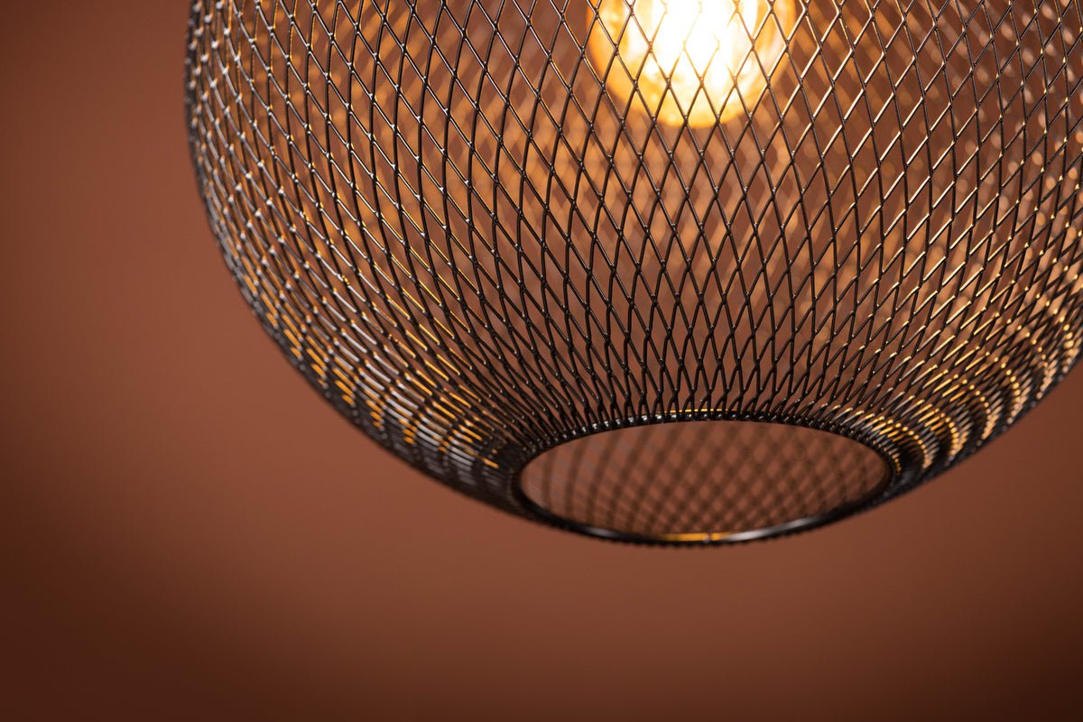 Hanglamp „Windhoek" – Ronde lampenkap met netpatroon voor zachte lichtdemping