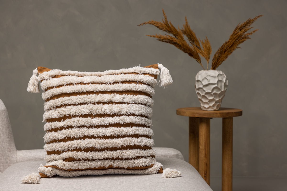 Kussenhoes Estilo - 45x45 cm met wit-bruin patroon