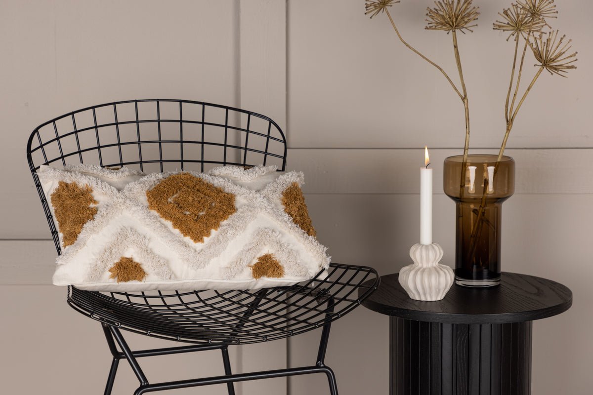 Kussenhoes Cadiz - 50x30 cm met bruin-wit ruitpatroon